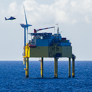 Offshore wind facility using backup diesel generator

